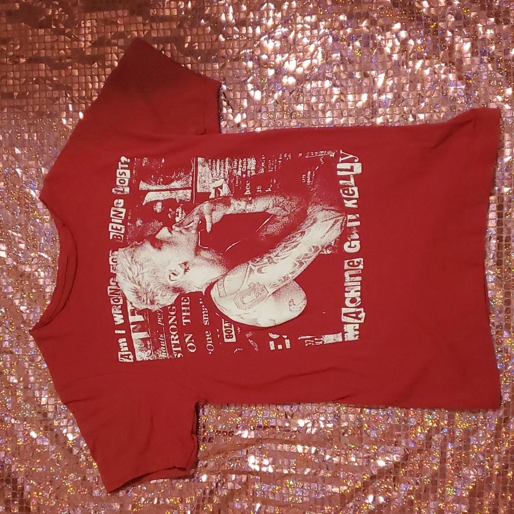 Machine Gun Kelly smoking Tee Shirt authentic merch xx mgk cut collar size XS